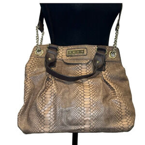 Faux Snake Skin Leather Shoulder Purse With Handles